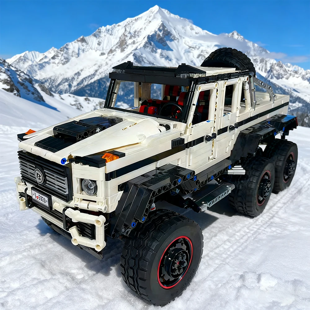 1:8 échelle 3713 pièces 6x6 tout-terrain SUV statique blanc Kit camionnette technique blocs de construction de voiture véhicule garçons adultes MOC bricolage cadeau