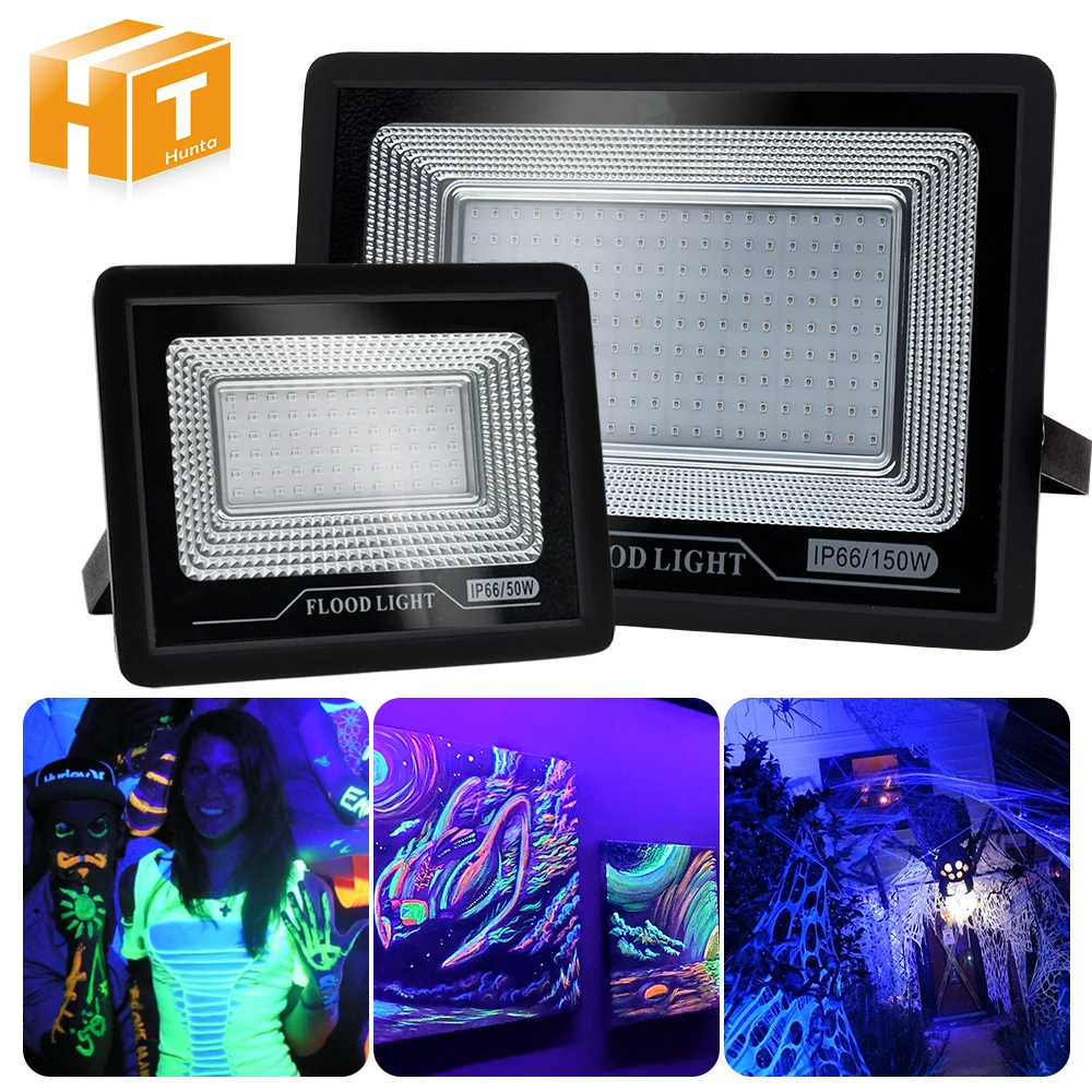 Ultra Violet LED FloodLight 220V 50W 100W 150W SMD2835 IP66 For Fluorescent Party Stage Theater Purple Light LED FloodLight