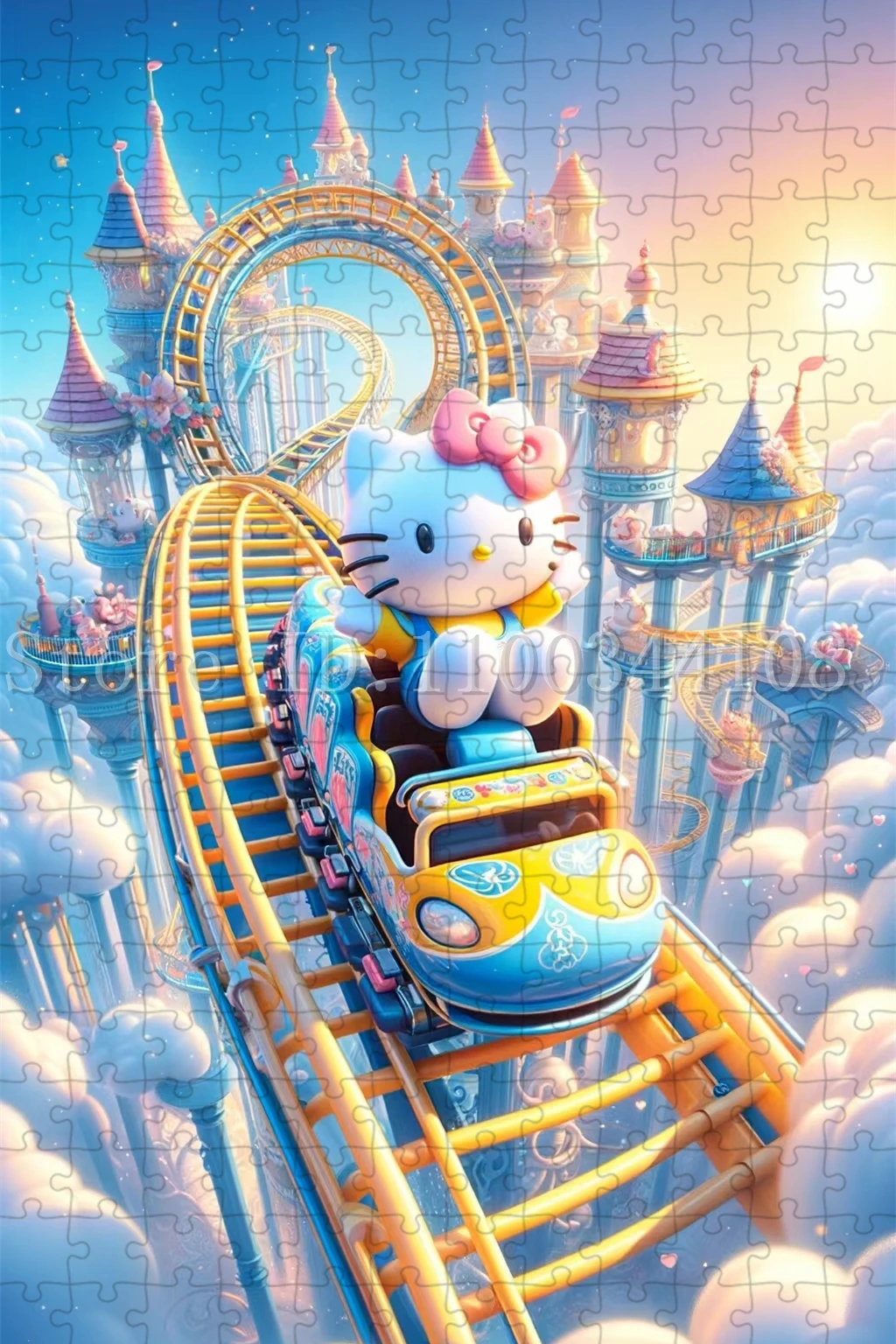 300/500/1000 Pieces Hello Kitty Cartoon Puzzles Sanrio Character Jigsaw Puzzles Parent-Child Interactive Game Toys