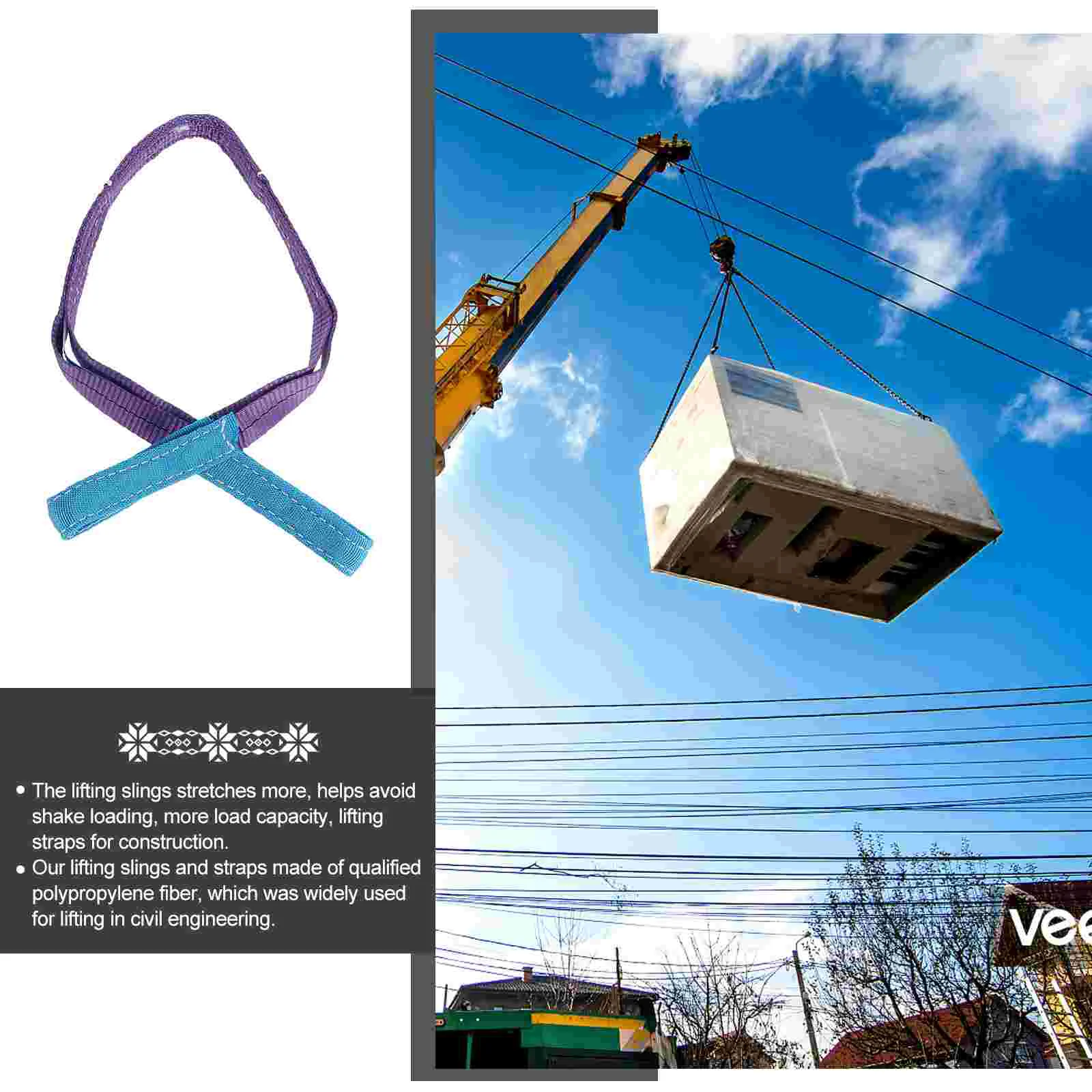 Flat Sling Double Buckle Webbing Hemming Polyester Hoisting Belt Lifting