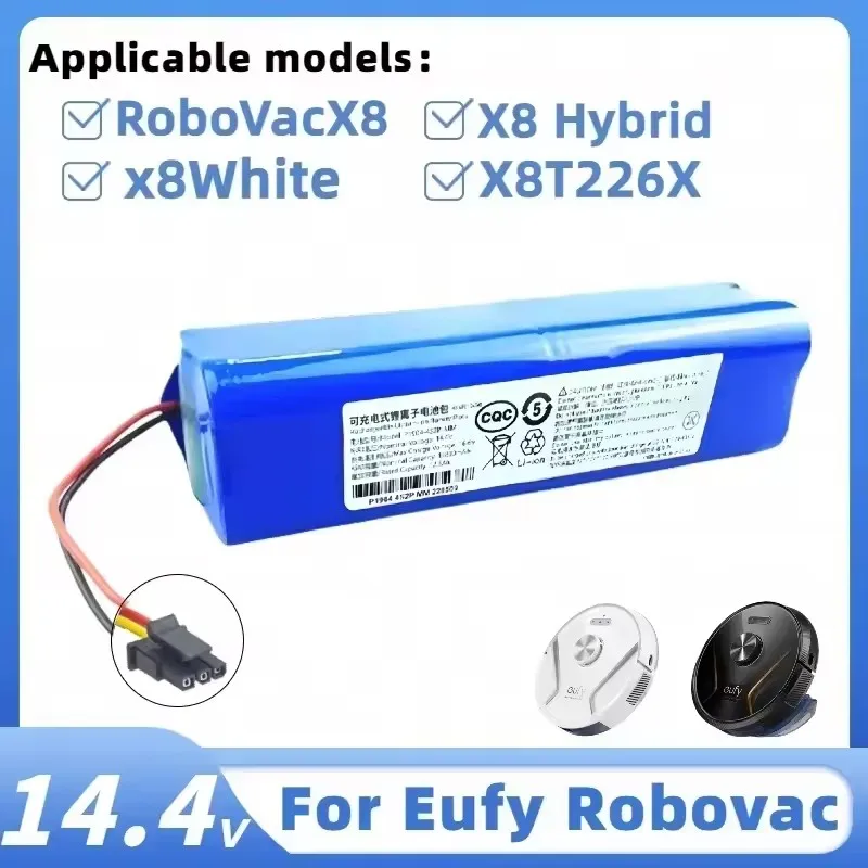 

14.4V 6500mAh Rechargeable Li-ion Replacement Battery High Capacity for Eufy RoboVac X8 X8 Hybrid T226X Vacuum Cleaner