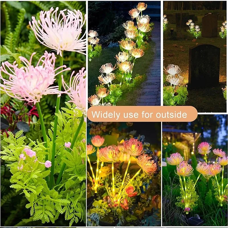 Solar charging light, waterproof three headed shore flower ground plug-in light, garden lawn simulation flower light C2
