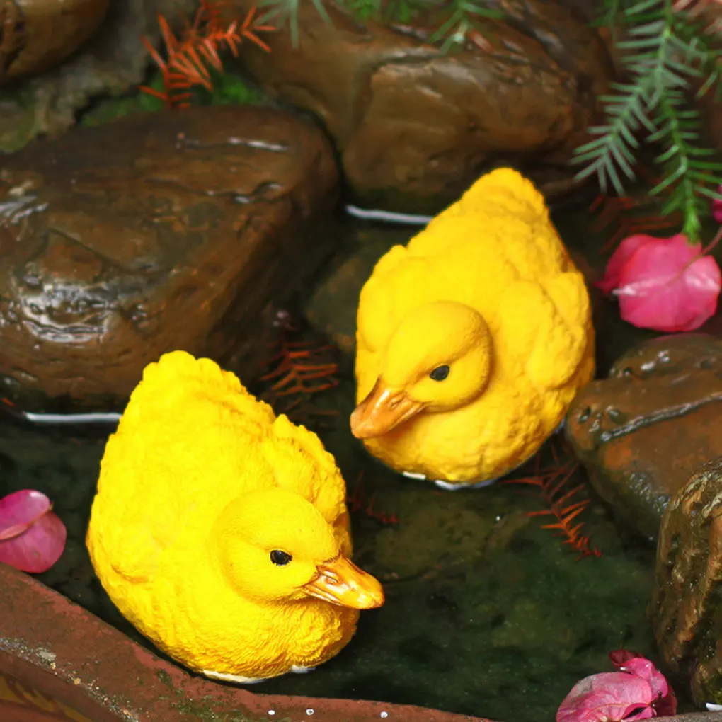 Yellow Hand-painted Yellow Duck Decorations For Courtyard - Exquisite Resin Crafts With Vivid Reproduction Exquisitely Style