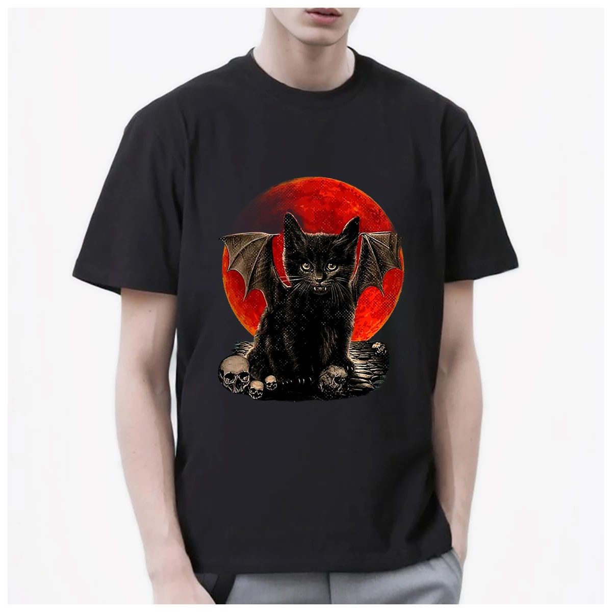 Black cat 3D The Retum of Vampurr hellfrears cucumber vs vampurr t shirt men Women Fashion 100% Cotton summer casual Unisex tee