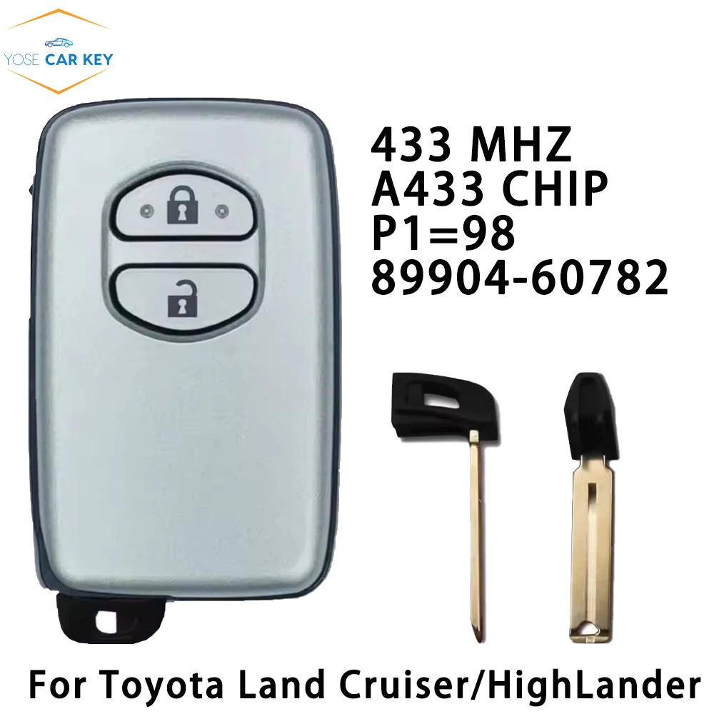 YOSE 433MHz 89904-60782 A433 Board ID74-WD04 Chip Sliver Smart Key For Toyota Highlander Land Cruiser 200 MDL B53EA 2007-2010