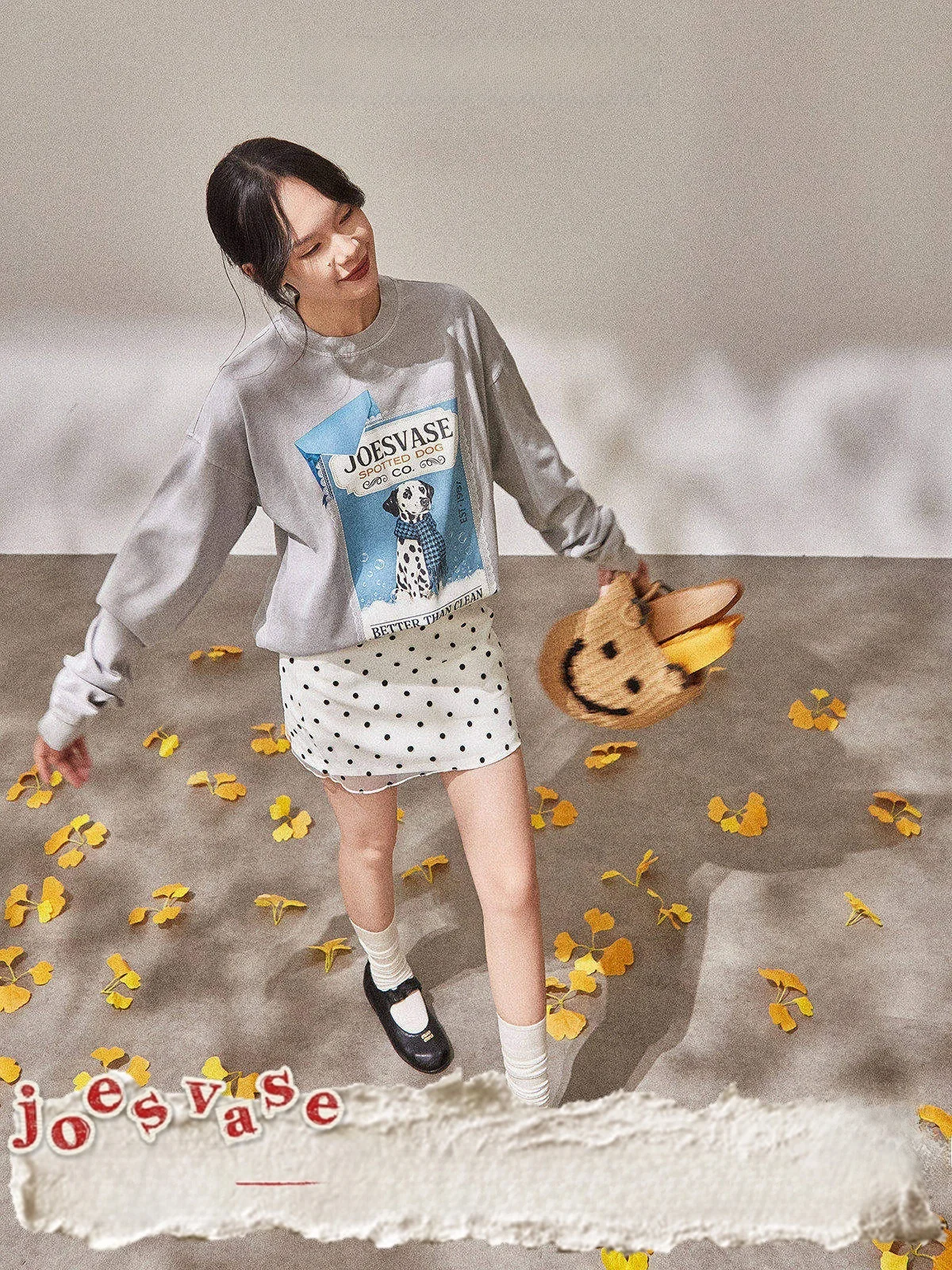 

Женский свитшот с принтом и круглым вырезом, модный свободный крой, осенняя новинка, стильный топ Yu Hua Zun Deer View