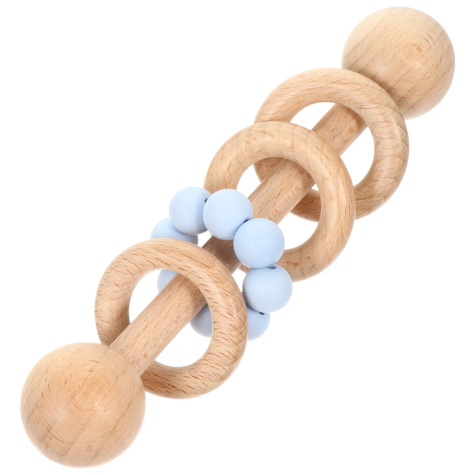 Wooden Hand Bell Multiple Function Educational Plaything Infant Handheld Wood Rattle Plaything Kids