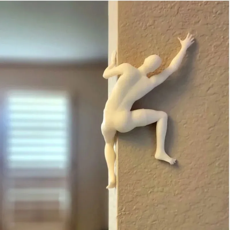 Unique Climber Sculpture Wall Decor Funny Resin Mountaineering Sculpture Room Decoration Wall Decor Children Birthday Gifts