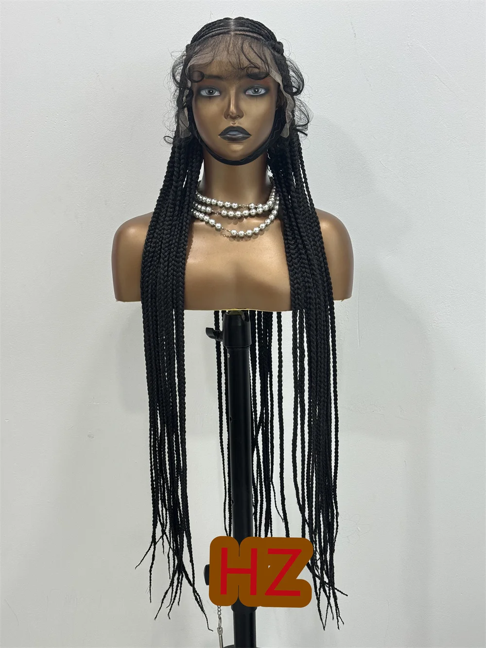 HZ-صندوق الذرة الاصطناعي شعر مستعار مضفر للنساء السمراوات ، دانتيل كامل ، شعر مستعار مجدول بشعر طفل ، شعر مستعار آلهة بدون عقدة