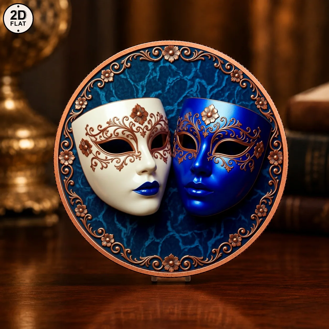 1pc Venetian Carnival Mask 1oz .999 Fine Copper Commemorative Coin Masquerade Mask Copper Medal Art Keepsake Gifts for Holiday