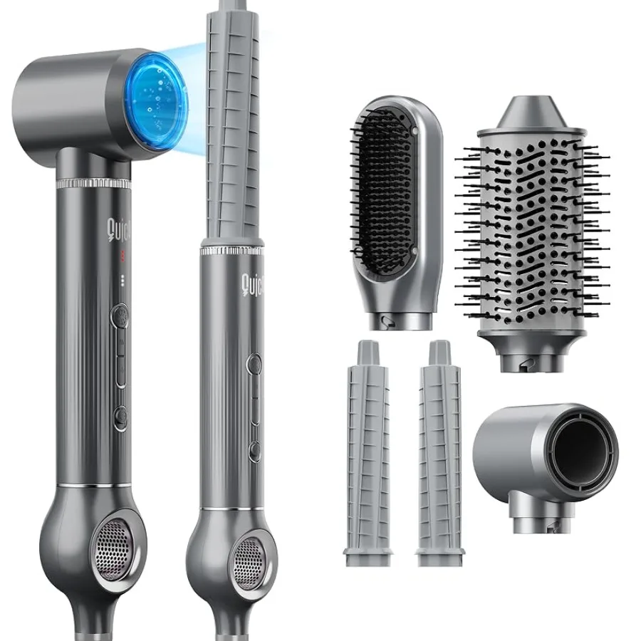 

5 in 1 Blow Dryer Brush Set Hot Hair Styler with Rotating Hair Dryer Brush Auto Air Curler Oval Brush Curling Wand Set with Air