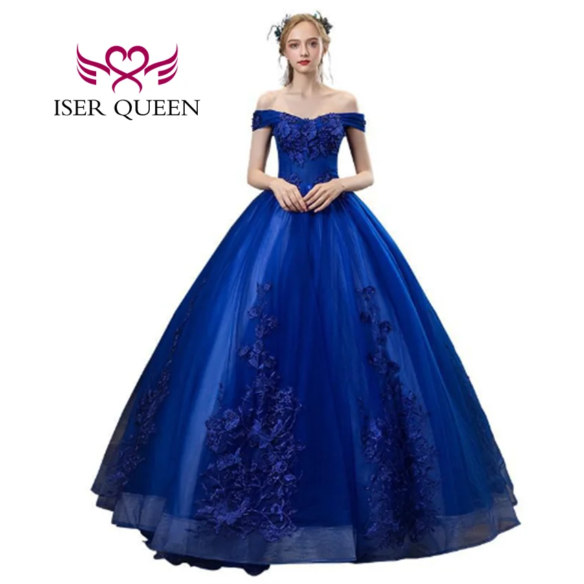 

Customized Europe Fashion Wedding Dress 2025 Off The Shoulder Lace Appliques On Net Colorfull Evening Dress For Party WX0383