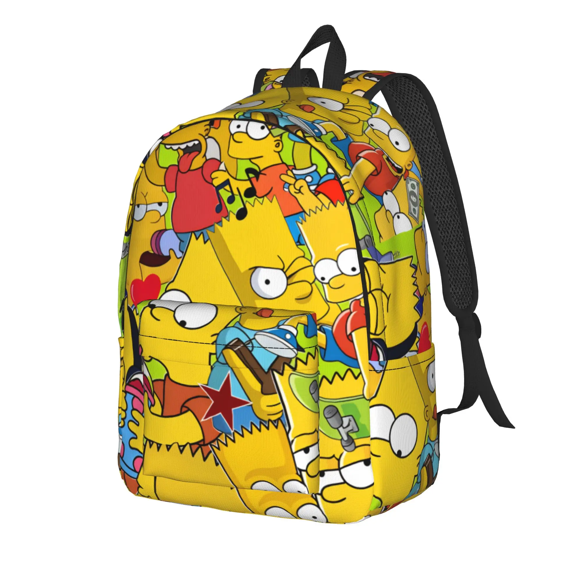 S-Simpsons Bart Character Collection Backpack  Hiking Backpacks Male Modern School Bags Colorful Breathable Rucksack