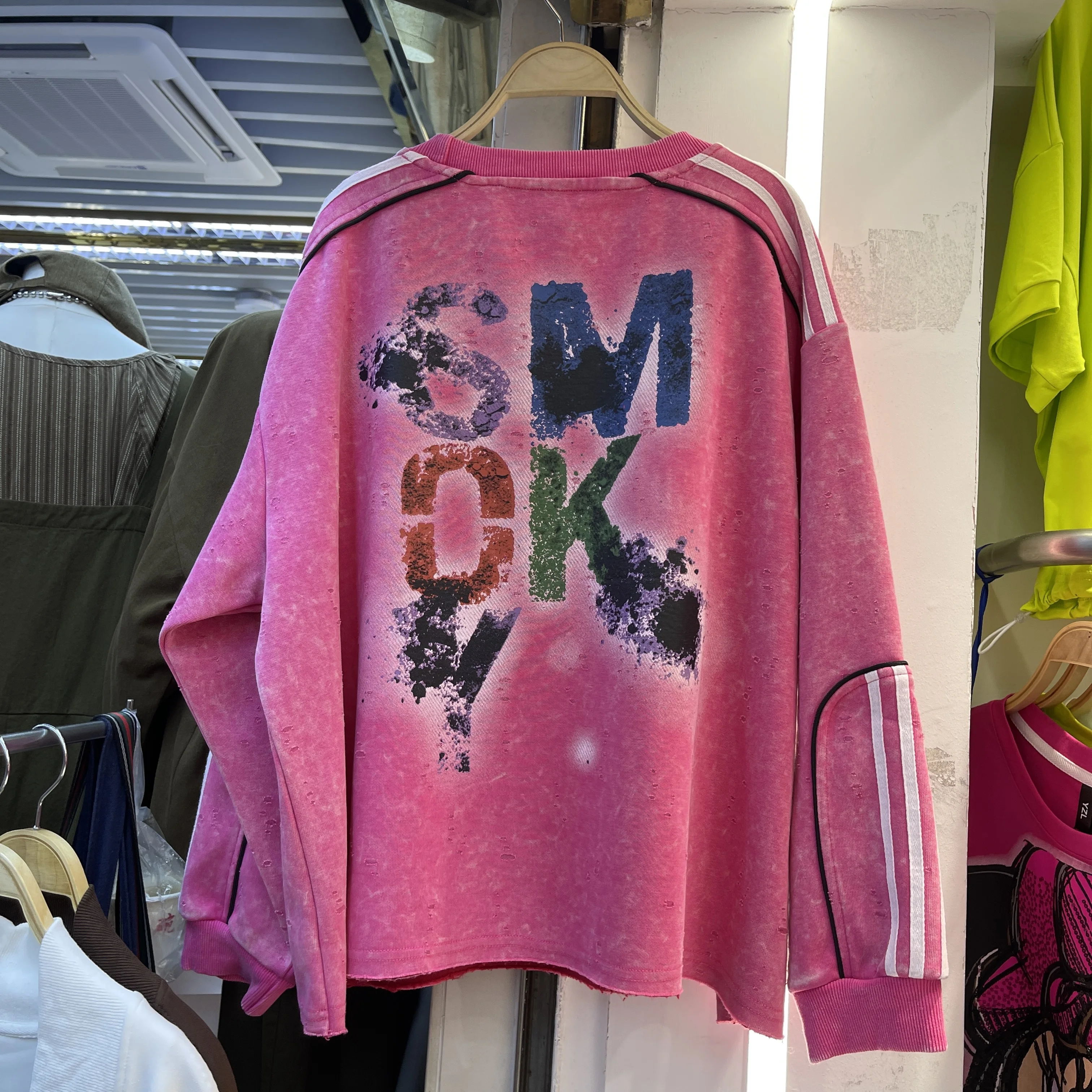 2025 Autumn Heavy Washed Cotton Cartoon Print Loose Round Neck Pullover Sweatshirt for Women Casual Sequin Oversized Top