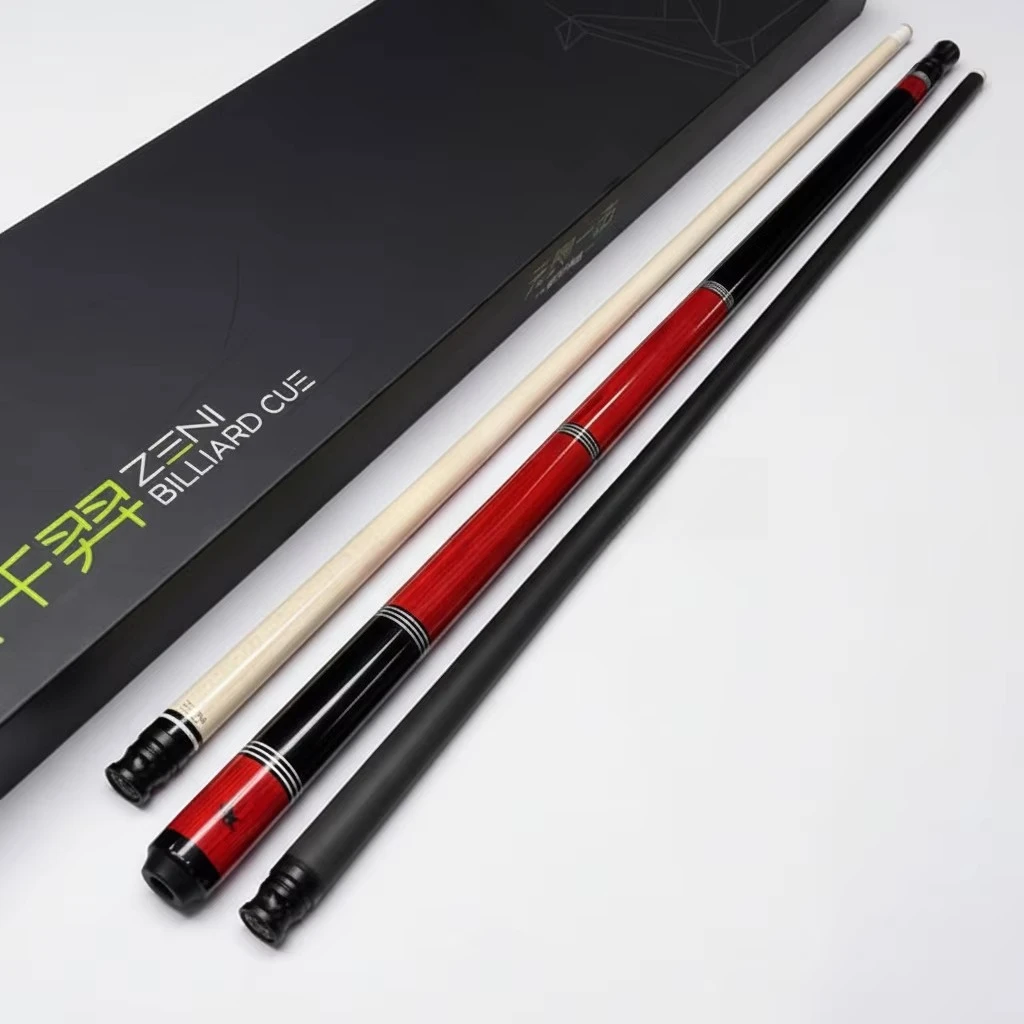 Hot Sell High Tech Handmade  12.2&12.5mm Carbon Fiber Double ShaftsReal Wood Butt Leather Grip 1/2 Billiard Pool Cue