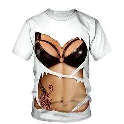 Summer Funny Bikini 3D Print T-shirts Women Streetwear Casual New Fashion Short Sleeve T Shirt O-neck Kids Tees Tops Clothing