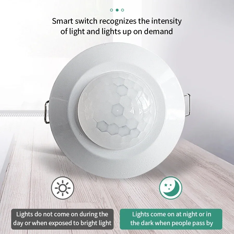 Embedded PIR Sensor Switch AC/DC 24-265V Human Body Infrared Detector 360° Degree Adjustable LED Light Control Sensor Switches