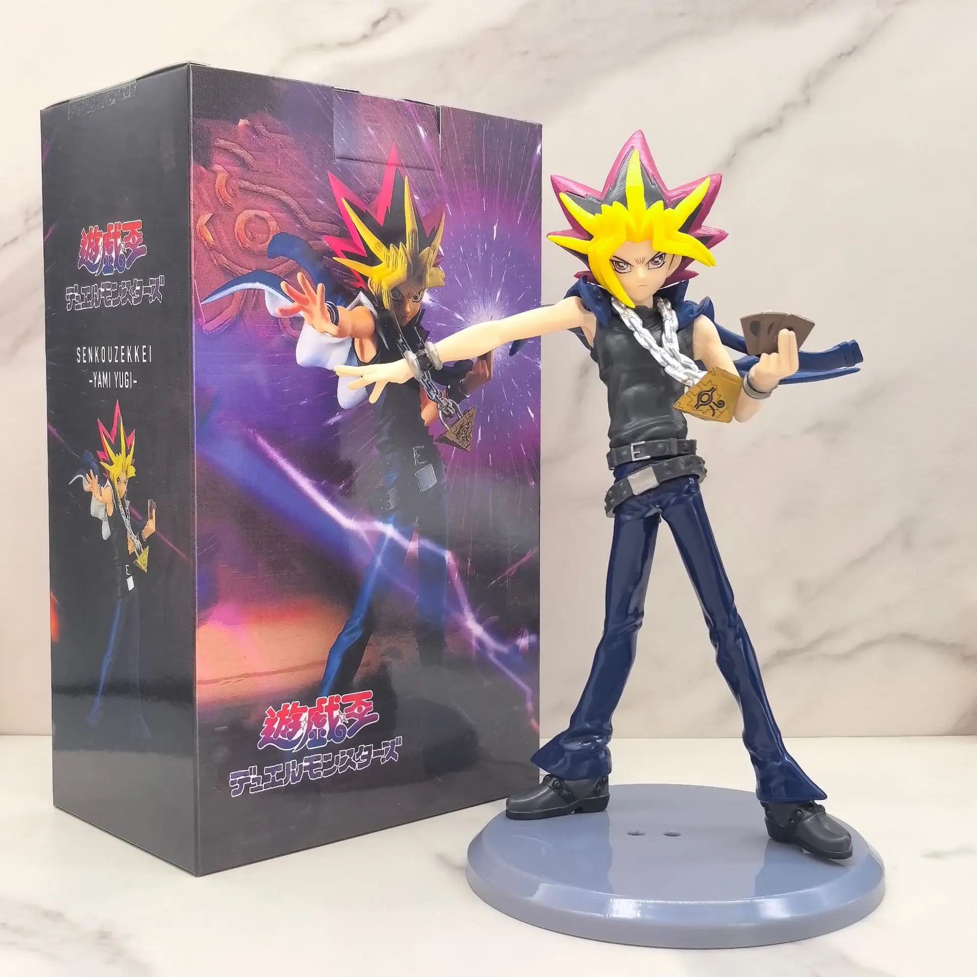 ¡Juego de anime BANDAI de 20CM Yu-Gi-Oh! Figura de Duel Monsters Atem, serie de luz de batalla, modelo de chica mago oscuro, muñeca de juguete, figura de acción