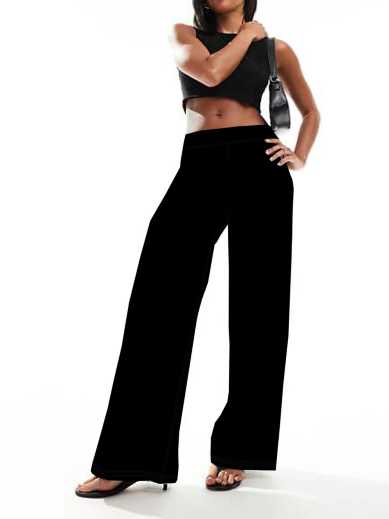 

2024, весенне-осенняя модная новая женская деловая официальная одежда больших размеров с однотонными прямыми брюками, девять минут брюк