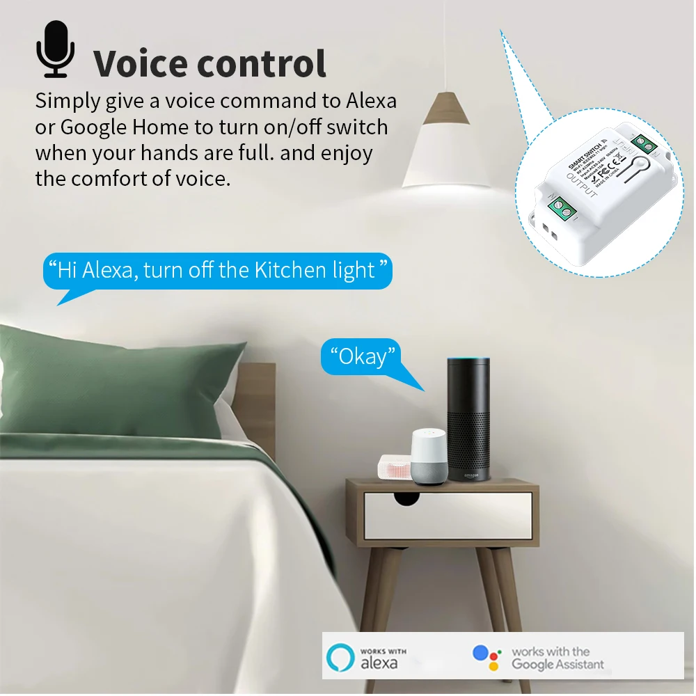 WiFi Tuya Smart Switch Support RF 433MHz Remote Control, On-Off Breaker Switch Work with Smart Life App Alexa Google Home image 4