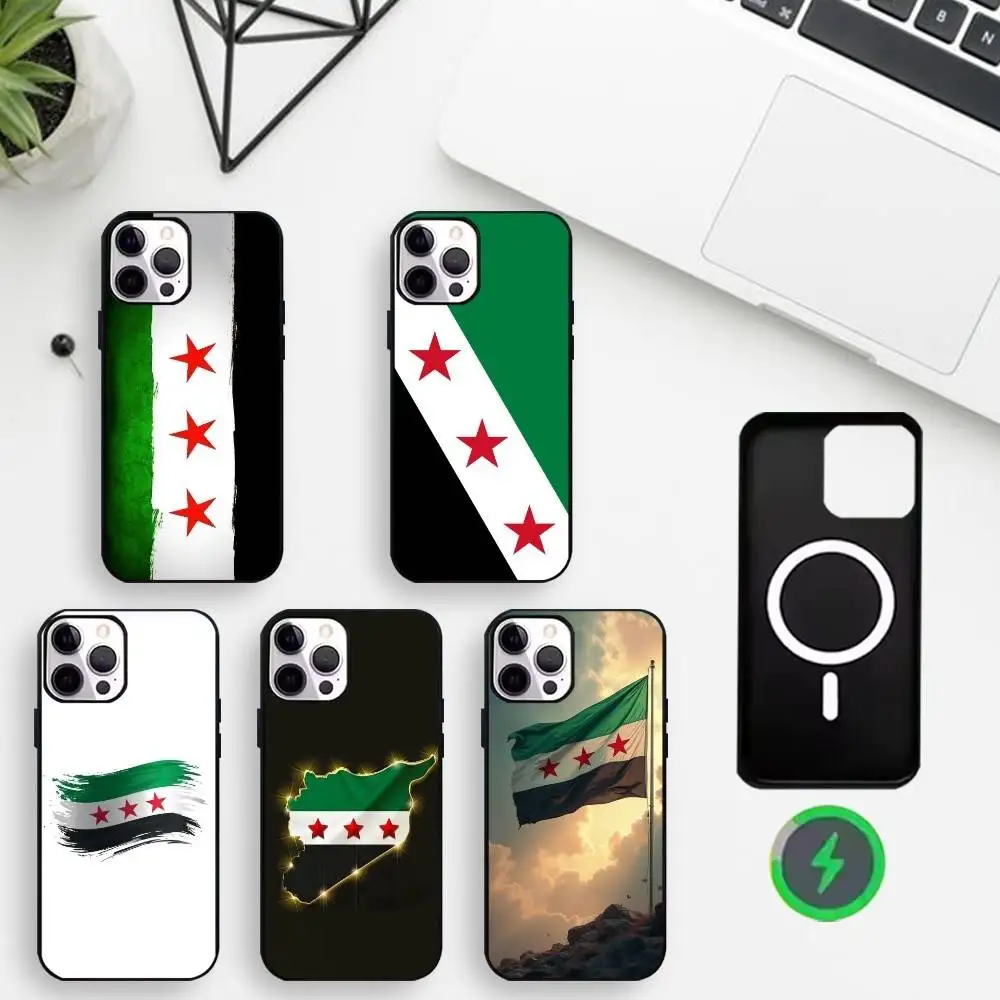 

S-Syrian Revolution Flag Phone Case For iPhone17,16,15,14,13,12,11 Max Black Wireless Charging Protecitve Cover