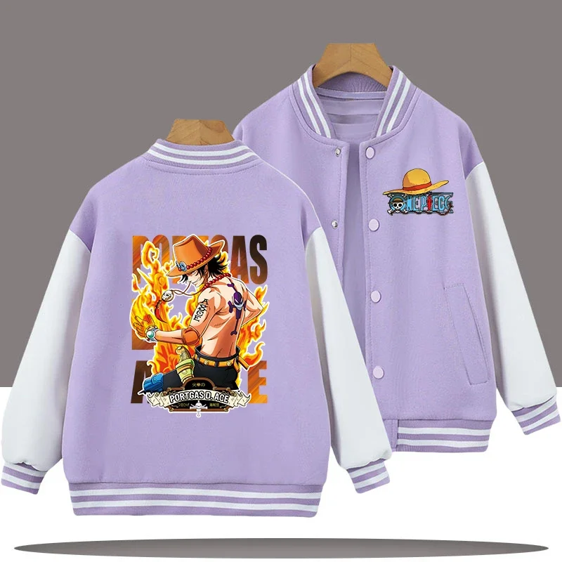 

New Girls - Casual Top - New Spring-Autumn Jacket One Piece Kids Baseball Uniform - Luffy Cartoon Print Boys' Sport Shirt for