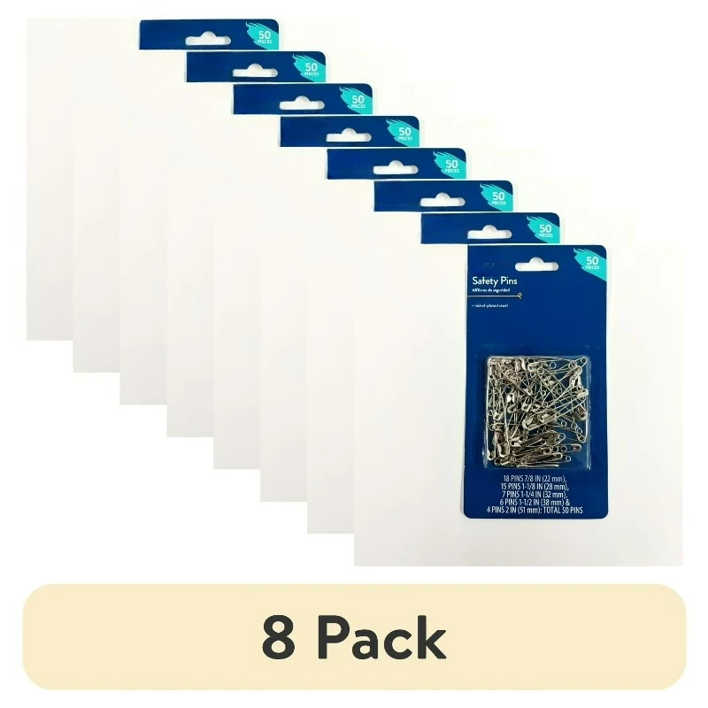 

Набор из 8 упаковок серебряных булавок (50 штук) с 5 различными размерами, из никелированной стали