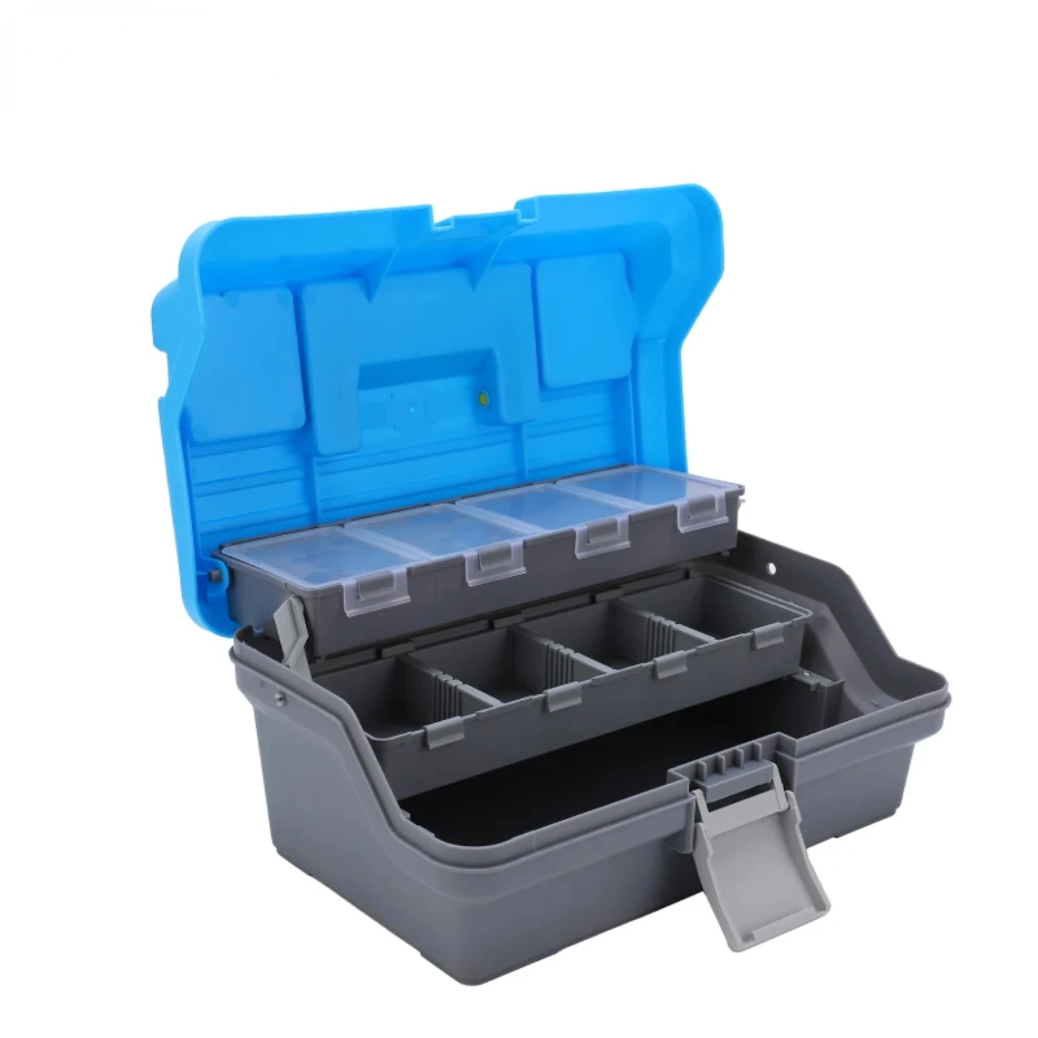 Caja de aparejos de pesca portátil, caja de engranajes de pesca de tres capas con mango ergonómico, caja de equipo de pesca multicapa