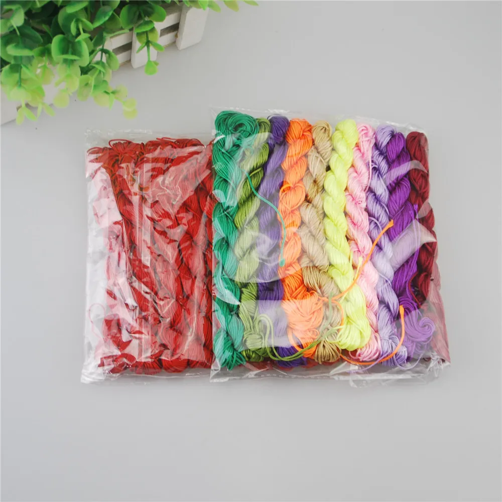 Hot Kumihimo cords 10pcs 25meters/pcs Multi 1mm Macrame Nylon Cord Silk Beading Thread Bead Cord String Braided Bead Cord DS206
