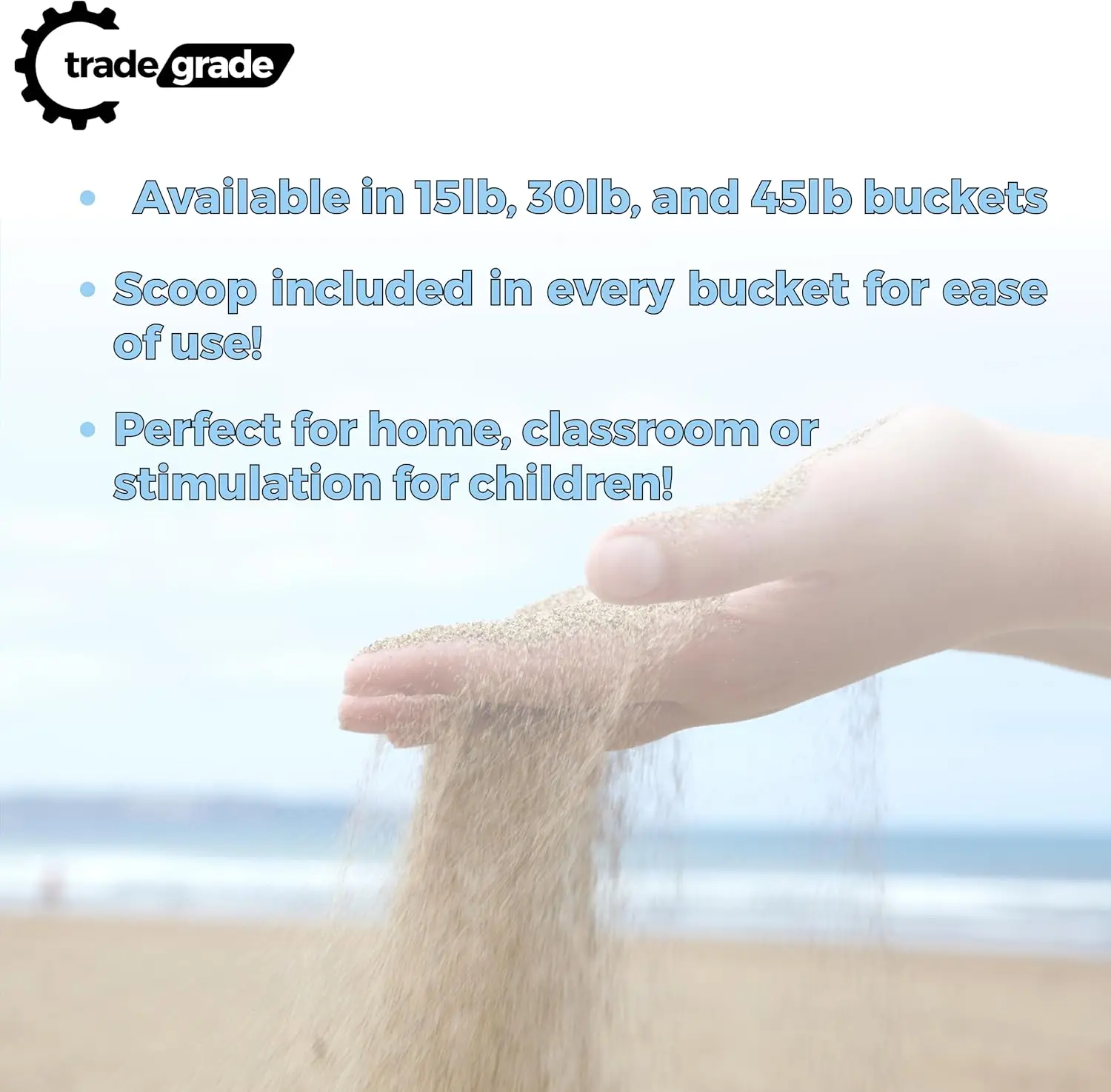 Premium Play Sand - Cubo de 30 lb |   Arena arenosa natural y no tóxica para niños |   Juego sensorial, terapia, mesas y diversión al aire libre |   Perf