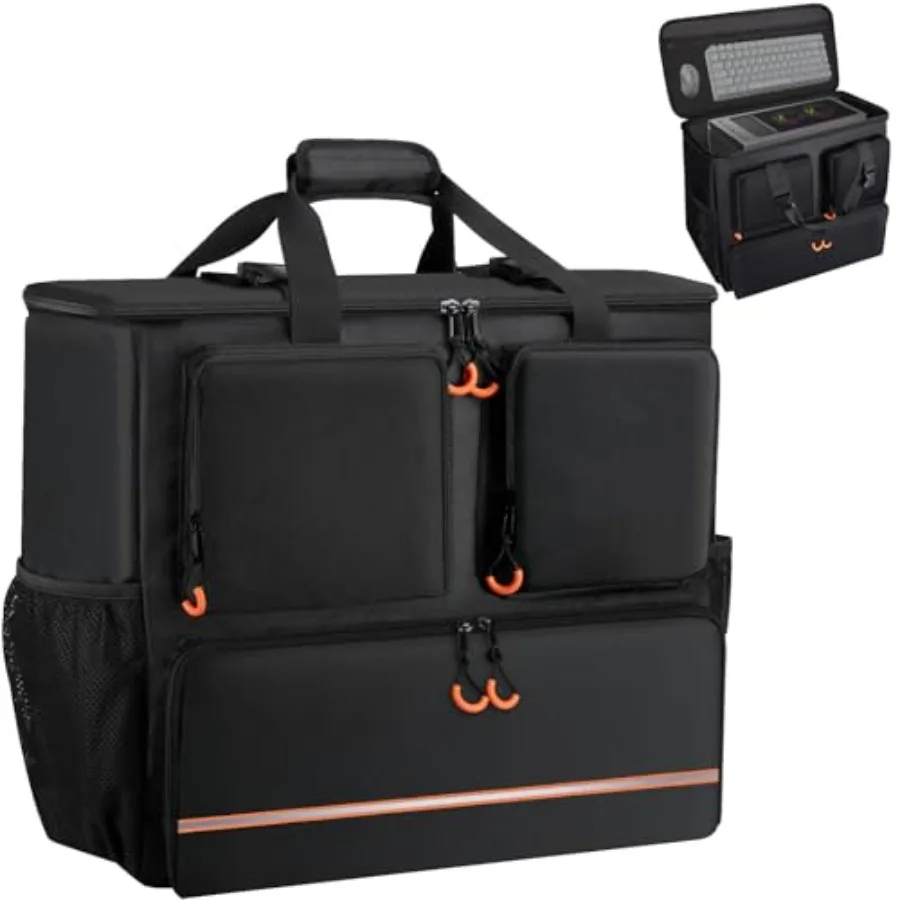 Computer Desktop Tower Large Carrying Case, PC Travel Case for Computer Moving, Portable Gaming Backpack for Keyboard, Mouse an