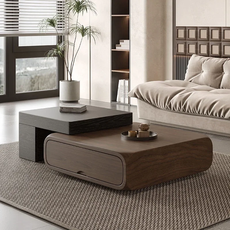 Tavolino italiano in noce per la casa, soggiorno telescopico, piccolo appartamento