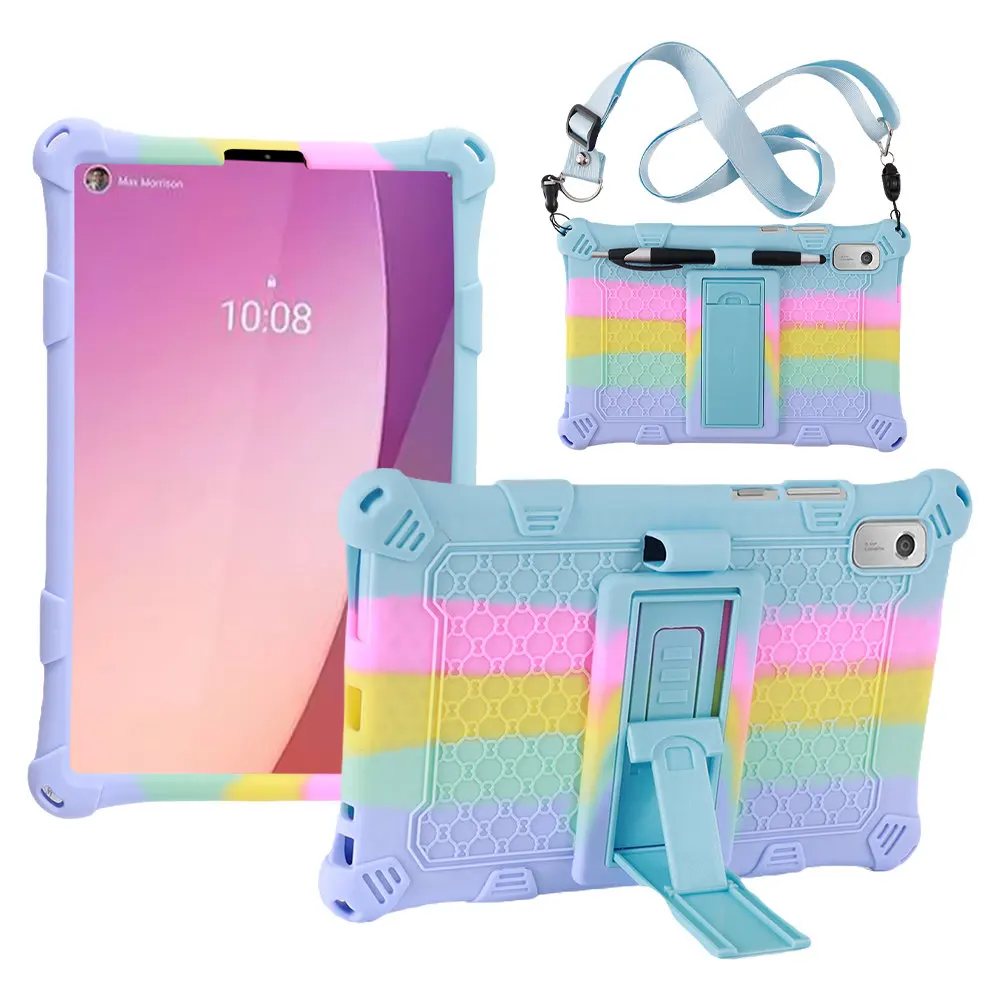

Soft Silicone Case For Lenovo Tab M9 TB-310FU TB-310XU Kickstand Kids Safe Tablet Cover Full Body Protection Shockproof Fundas