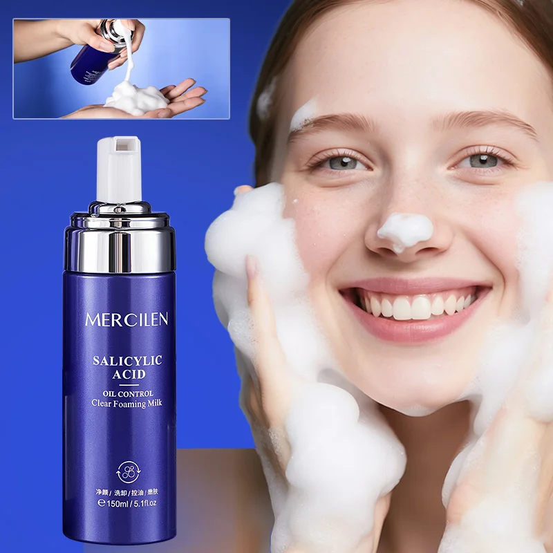 Mercilen Salicylic Acid Bubble Cleanser 150ml, Gentle and Non-Irritating, Cleanses and Removes Makeup in One Step, Deep Cleansing, Suitable for All Skin Types, Daily Facial Care, Moisturizing, Hydrating, and Brightening, Suitable for All Skin Types, Unisex.