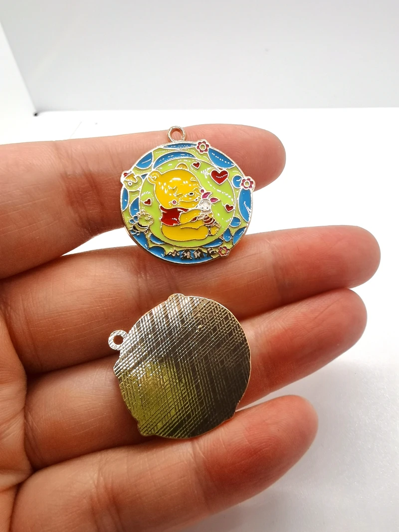 ديزني 10 قطع الدب المعادن المينا سحر الأقراط DIY مفتاح سلسلة قلادة قلادة سوار مجوهرات النتائج اليدوية هدية #3