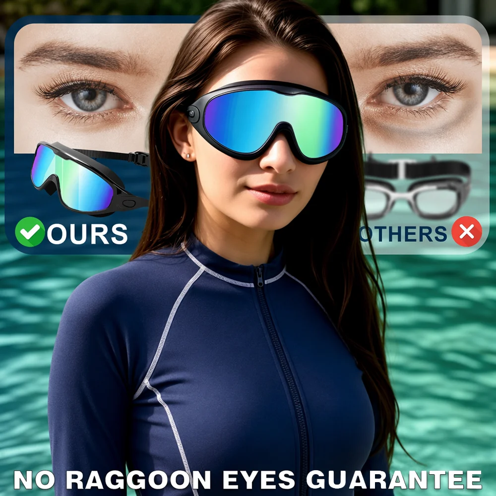 Schwimmbrille mit Weitwinkel-Sicht, Auslaufsicher, Beschlagfrei, UV-Schutz 180° ° Clear Vision Schwimmbrille für Erwachsene, Männer, Frauen, Jugendliche – Detail 3