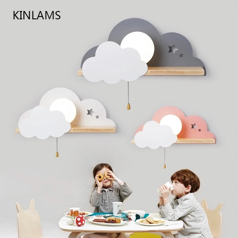 

Cloud Moon Decorative Wall Light Macaro Girl Boy Cartoon Bedroom Bedside Wall Lamp Creative Personality Art Children'S Room Lamp