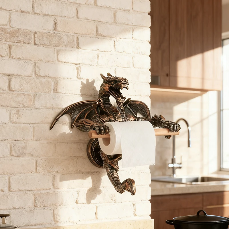 

Держатель для салфеток в форме дракона, креативный держатель для туалетной бумаги для ванной и кухни, декоративная настенная полка для хранения в виде дракона