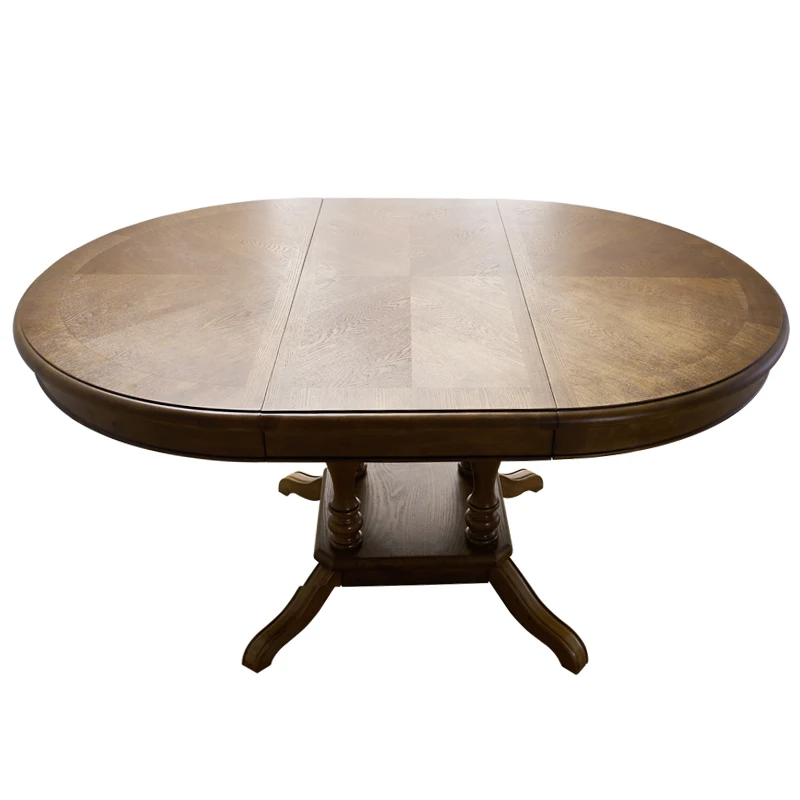 Tavolo da pranzo francese 2I tavolo rotondo retrattile retrò da pranzo ovale in legno massello e sedie pasto medievale retrattile