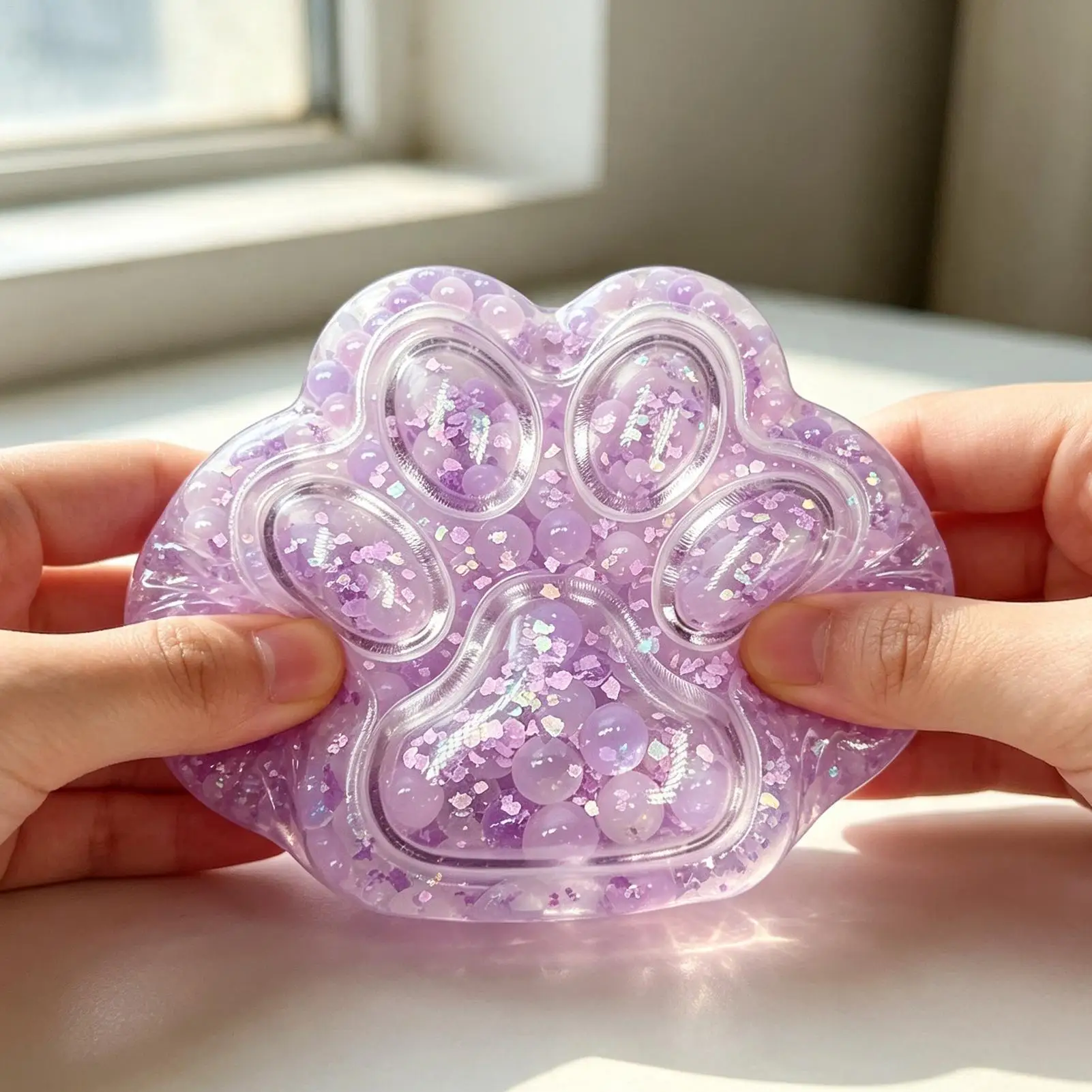 感覚刺激おもちゃ6個セット-リラックスキャットパウボール-透明蓋付きdiy感覚フィジェットおもちゃ-子供-大人-パーティー-家庭用
