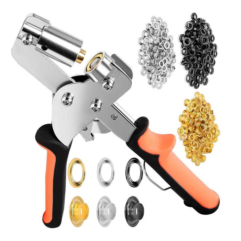 MOPHE-Metal Grommet(300PCS) 3/8 Inch Heavy Duty Grommet Tool Kit, Grommet Pliers Included