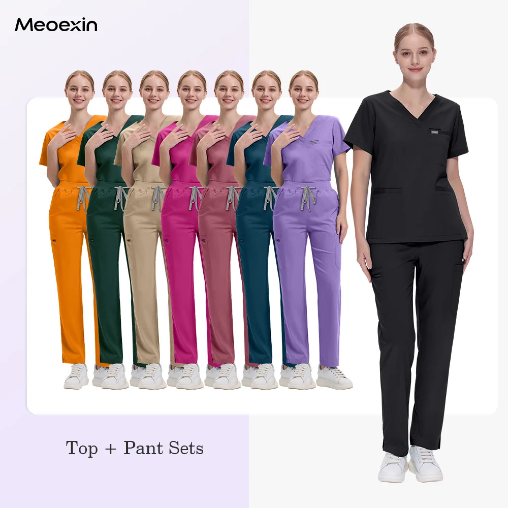 

High Quality New Scrubs Set Medical Clothing for Women Dental Clinic Veterinary Uniform Unisex Mens Scrub Lab Pharmacy Work Wear