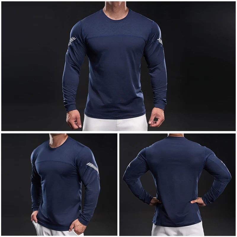 

Men's Outdoor Cycling Sports Sweat Absorbing Quick Drying Long Sleeved T-shirt for Spring Summer Fashion Simple Sports T-shirt