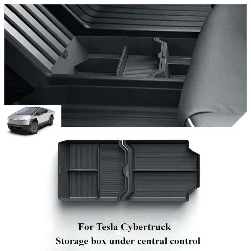 For Tesla Cybertruck 2024 2025 Car Center Console Lower Storage Organizer Box Anti‑Slip Tray Case Interior Accessories 2Pcs