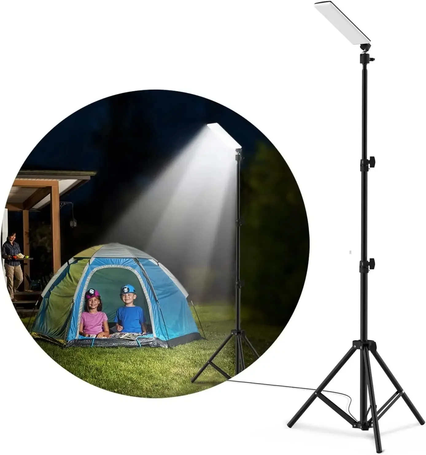 

1680 Lumen Portable LED Work Lights with Adjustabl Stand Telescoping Tripod Outdoor Light Powered by USB 5V Camping Lanterns