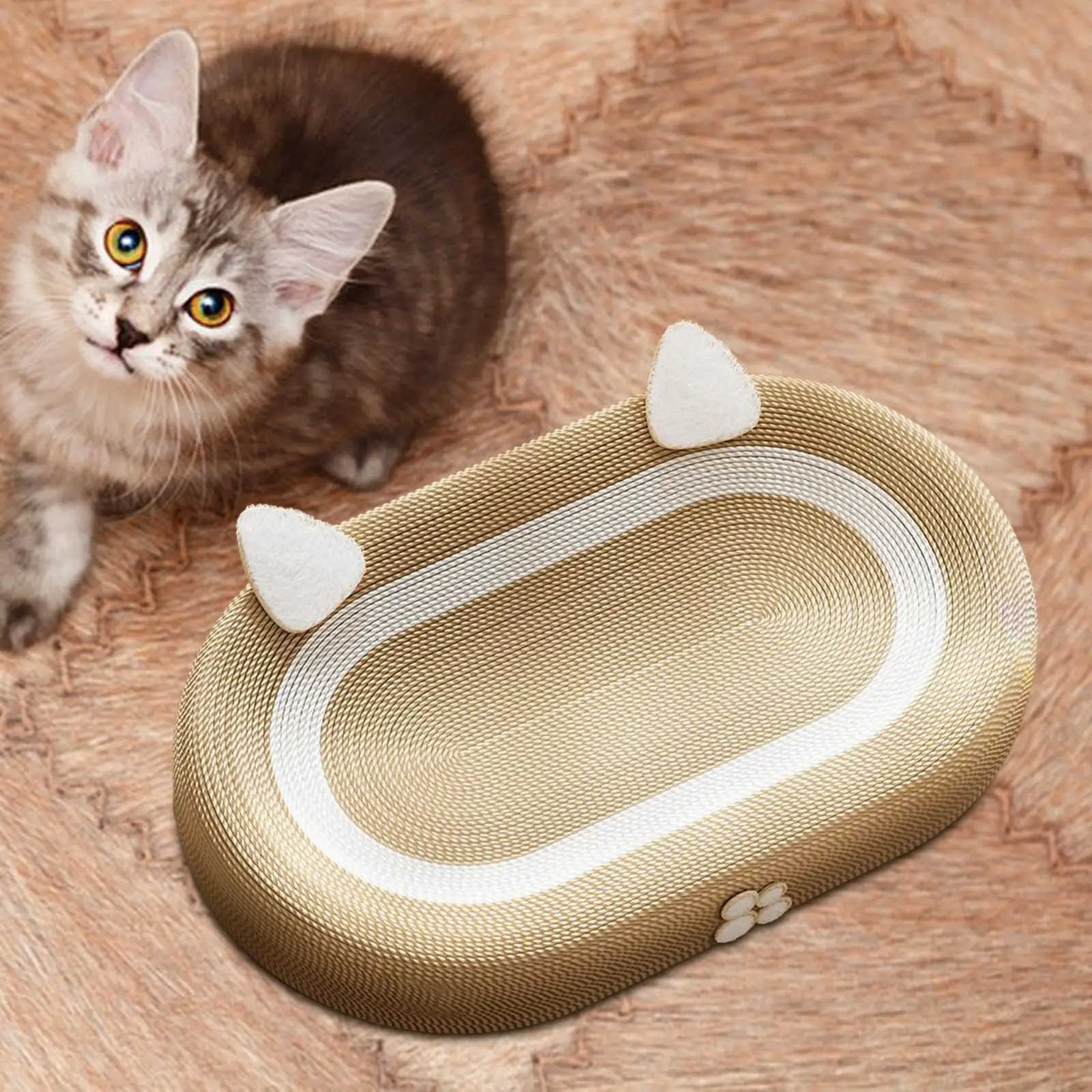 Sisal Cat Scratcher Furniture Protector Behavior Cat Scratching Board Oval Cat Scratching Bed for Carpet Furniture Indoor Lounge