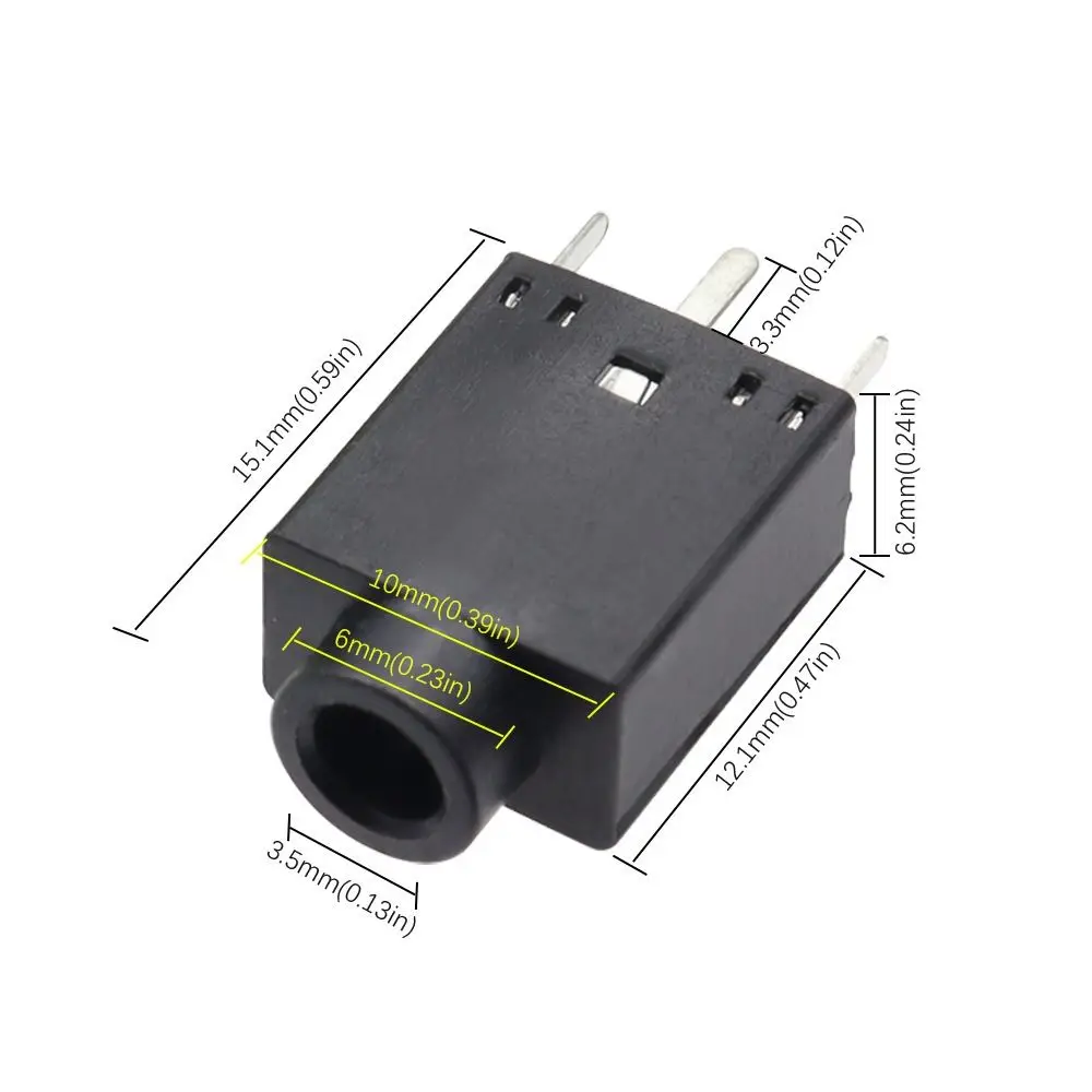 10Pcs 3.5mm Headphone Jack Socket Double Channel Vertical Mount Audio Jack Socket Straight Plug Headphone Connector