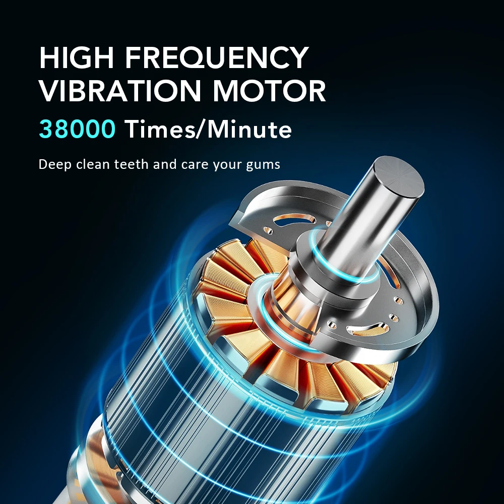 Electric Toothbrush For Adults USB Rechargeable Sonic Toothbrush 6 Modes Cleaning Teeth Brush With 4PCS Replacement Heads IPX7