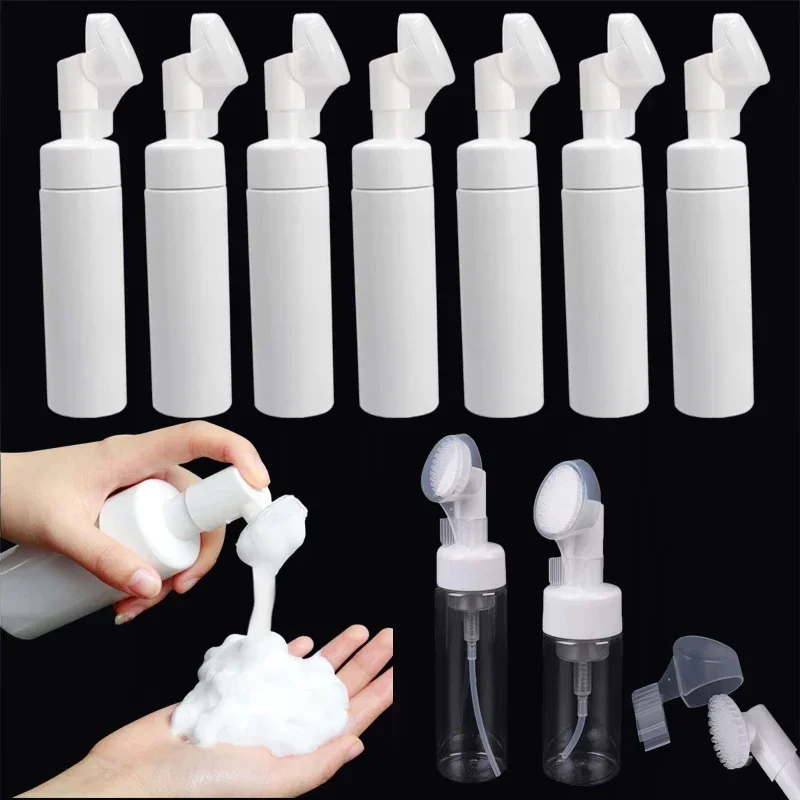 20Pcs 100ml-250ml Plastikowe butelki z pompką do spieniania z silikonową szczoteczką do masażu do czyszczenia środków czyszczących Pojemniki z pompką do mycia twarzy