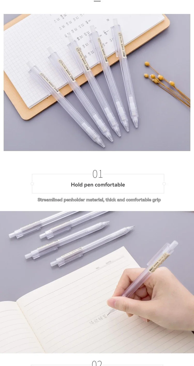 5 Stück/Set Minimalistischer Transparenter Druckbleistift 0,5/0,7mm für Schüler, Schulbedarf, Bürozubehör – Detail 7